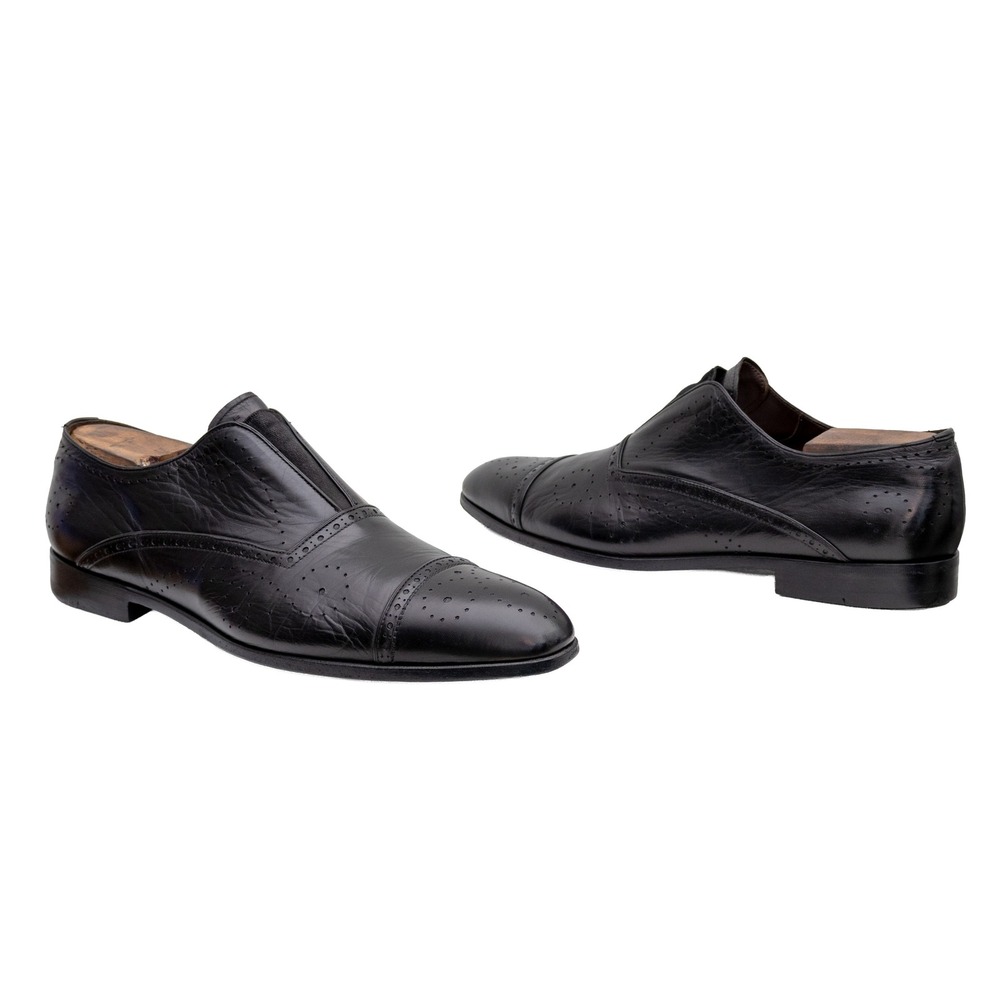 Prada Black Leather Slip On Oxford Dress Shoes Men's US 11.5 UK 10.5 EU 45
